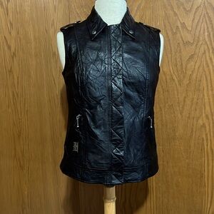 Harley-Davidson Black Leather Sleeveless Vest / Jacket